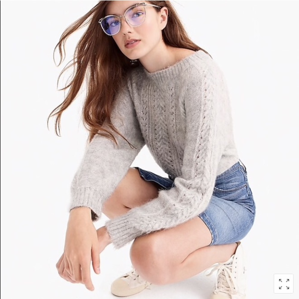 J Crew NWT Point Sur Pointelle Mock Neck Sweater